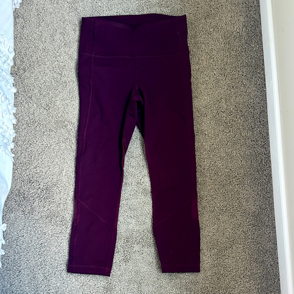 lululemon burgundy/wine colored stash pocket leggings